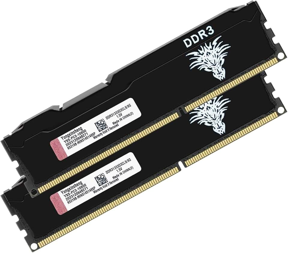 DDR3 16GB Kit (8GBx2) Desktop RAM 1333MHz PC3-10600 UDIMM Non-ECC Unbuffered 1.5V 2Rx8 Dual Rank 240 Pin CL9 PC Computer Memory Upgrade Module Arbeitsspeicher Kit (Schwarz)