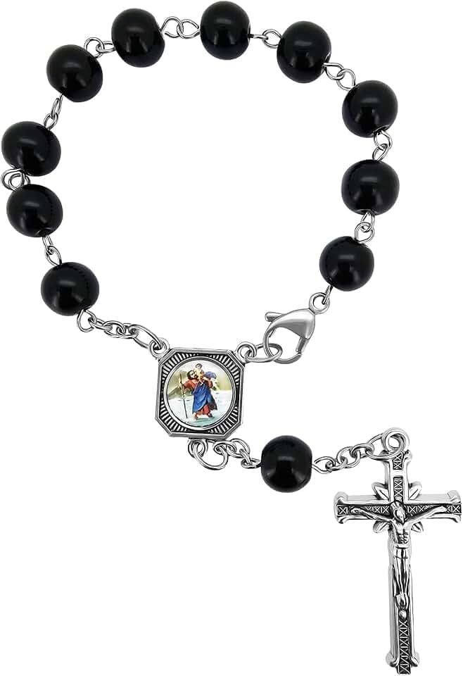 TALISMAN4U Saint Christopher One Decade Rosary for Car Rearview Mirror
