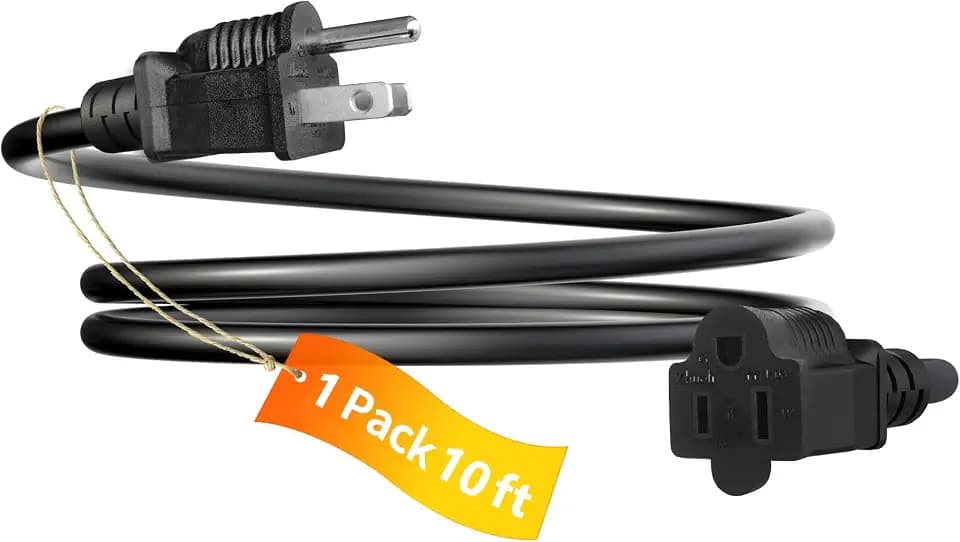 1 Pack 10FT Extension Cord 3 Prong 16 Gauge AWG Heavy Duty Power Cord