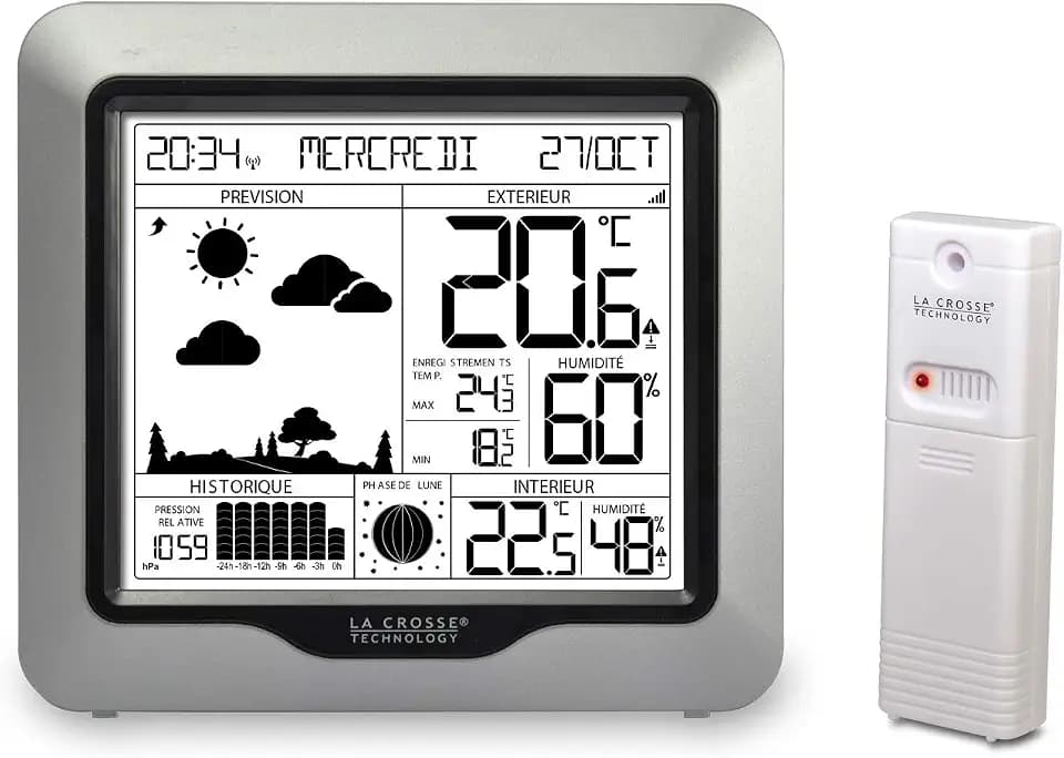 La Crosse Technology - WS6823 Wetterstation mit Vorhersage und DCF-Signal – Silber