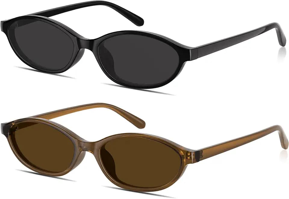 Womens Oval Sunglasses 90s Retro Cat Eye Glasses UV400 Shades