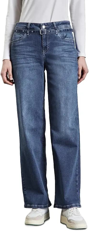 Street One Damen Wide Leg Jeans mit Gürtel A378670