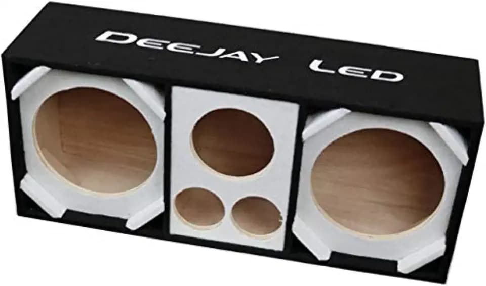 DEEJAY LED D10T2H1WHITE Empty Chuchera Speaker Enclosure with Quad Port Two 10-inch Woofers Plus Two Tweeters and One Horn Heavy Duty Carpet Embroidered Stitched Logo - White