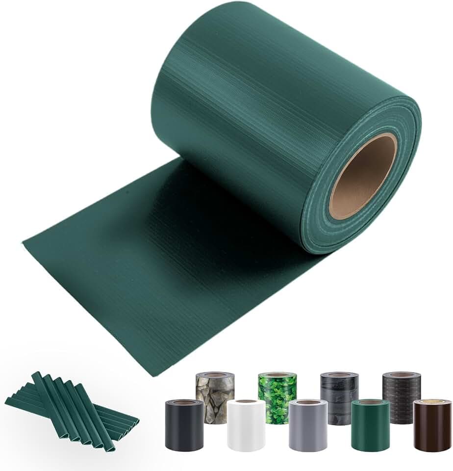 Sunnylaxx 19cmx35m PVC Sichtschutzstreifen mit Klemmen Mossgrün | Sichtschutzstreifen für Doppelstabmatten,Zaunblende PVC,Wasserdicht,Gartenzaun,Decoración.