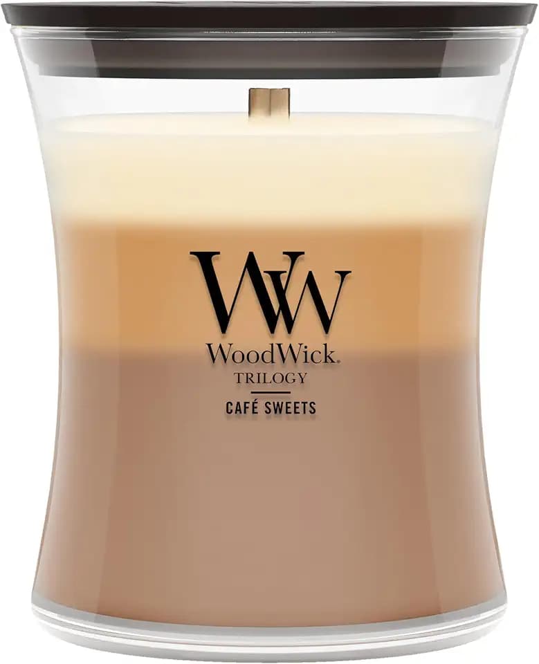WoodWick Café Sweets Trilogy Tri-Scented Candle, Crackling Wick, 9.7oz