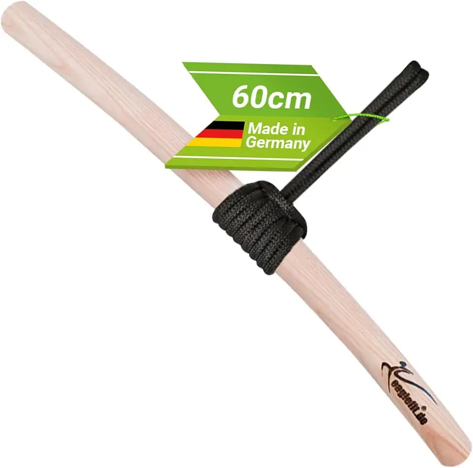 eaglefit - Premium Klimmzugstange aus Holz 60 cm - Ergonomisch gebogene Pull Up Bar für Decke, Balken, Garten, Baum - Reckstange Outdoor & Indoor für Klimmzüge, Verstellbar zum Aufhängen inkl. Zubehör