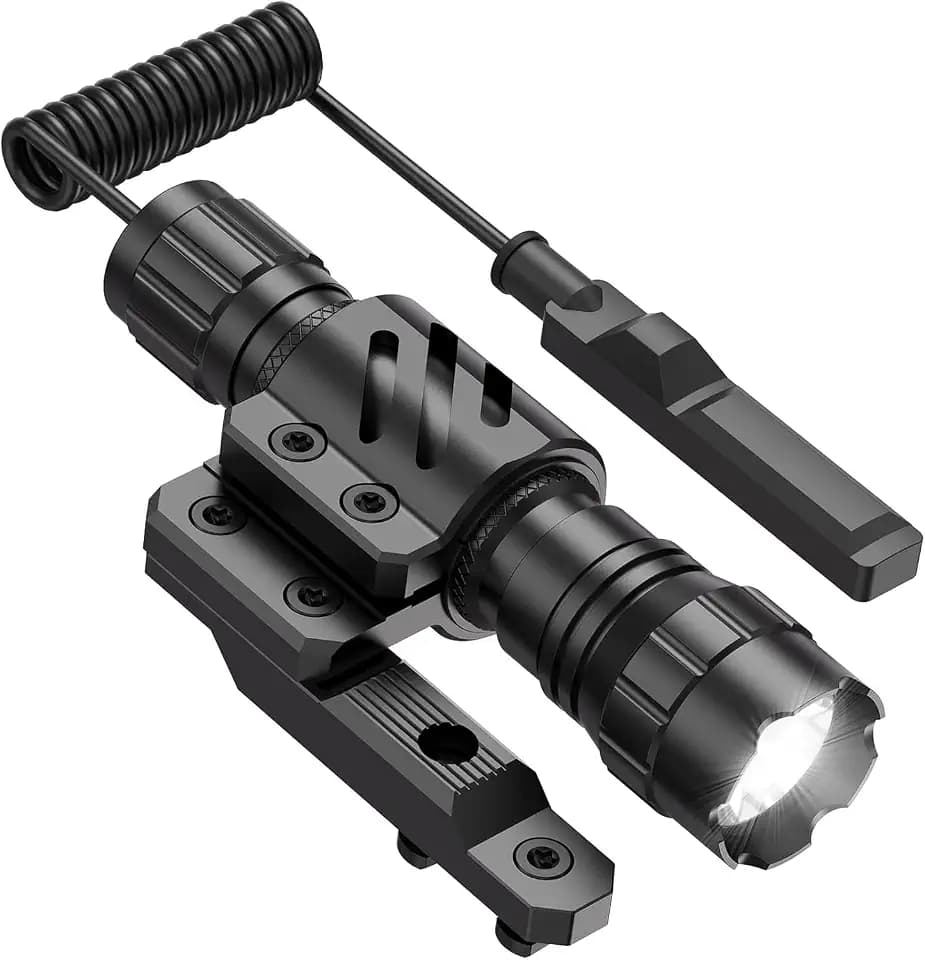 Feyachi Tactical Flashlight 1200 Lumen, M Lock Light with Offset Mount & Pressure Switch, Hard-Anodized Aluminum, IPX Rainproof, Shockproof