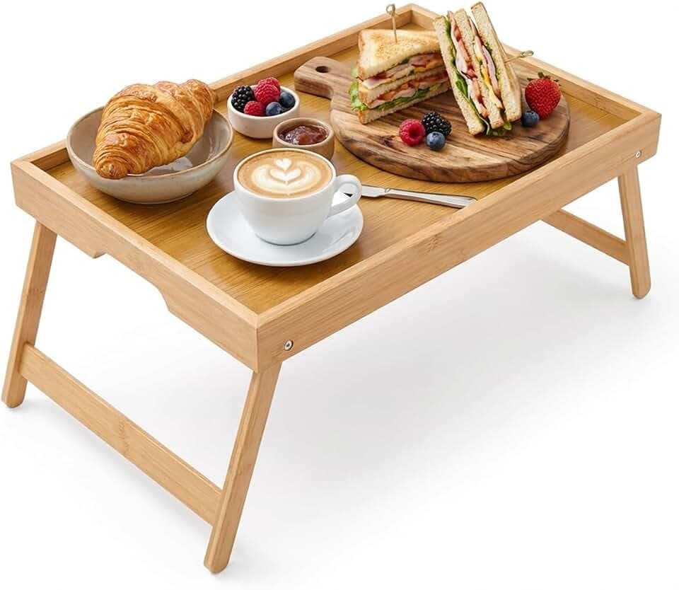 Betttablett Klappbar Frühstückstablett Bambus Serviertablett