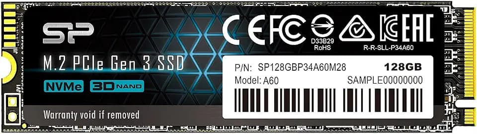 Silicon Power SSD 128GB 3D TLC NAND M.2 2280 PCIe 3.0 x 4 NVMe 1.3 P34A60 Series SP128GBP34A60M28