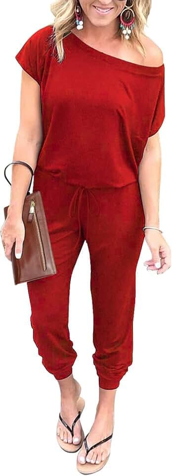PRETTYGARDEN Jumpsuits for Women Summer Off Shoulder Romper