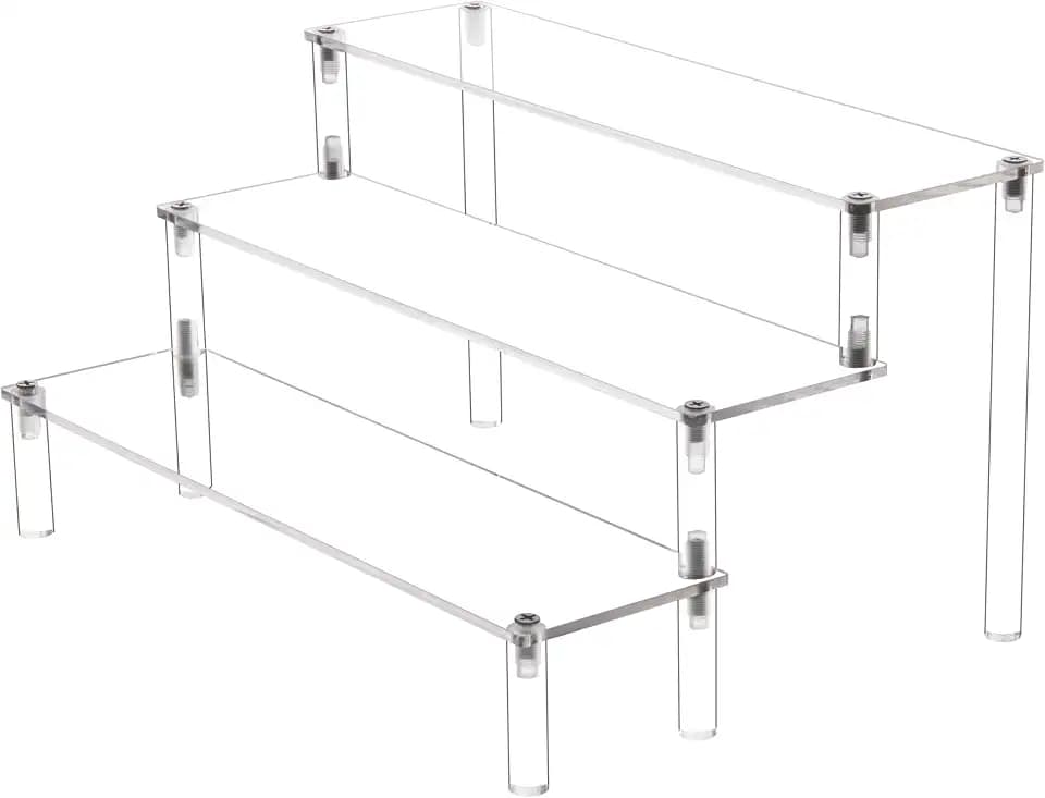 3 Steps Clear Acrylic Display Riser Cupcake Stand Display for Decoration and Organizer
