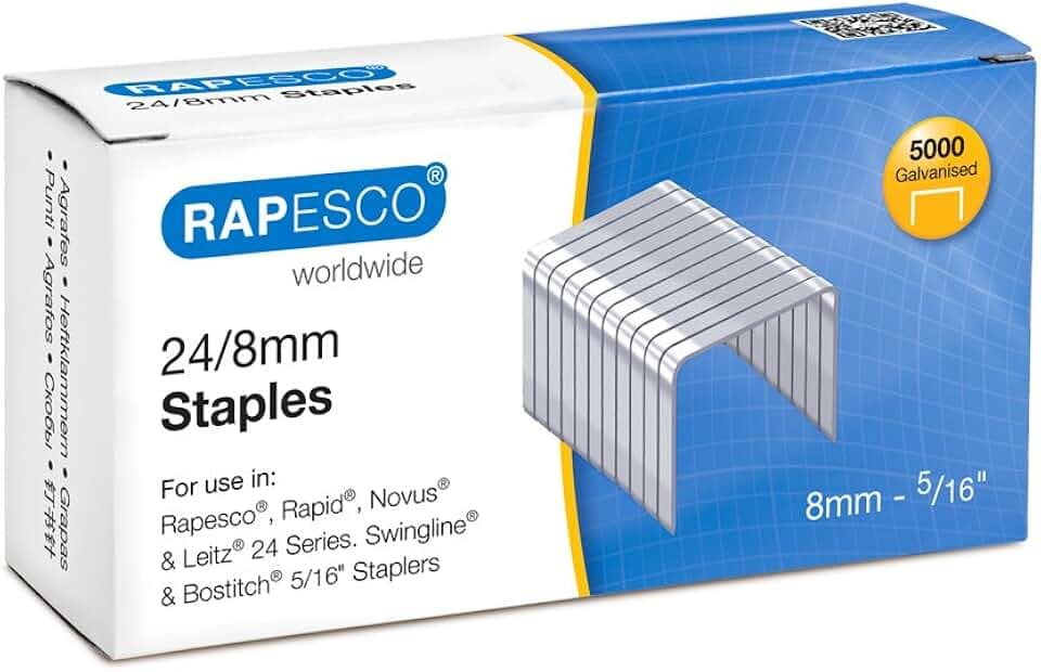 Rapesco S24807Z3 Typ 24/8 mm (No.16) Verzinkte Heftklammern, 5000 Stück