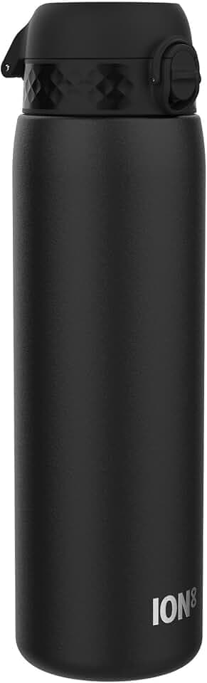 Ion8 Vakuumisolierte Edelstahl-Trinkflasche, 1 Liter, 920 ml, Auslaufsicher, Einhandöffnung, Sichere Verriegelung, Spülmaschinenfest, Tragegriff, Langlebig, Ideal für Sport und Yoga