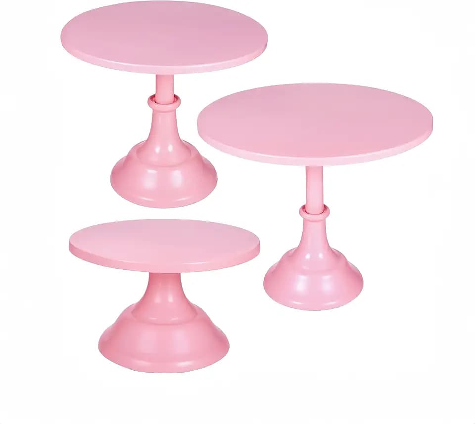 3Pcs Metal Cake Stand Set 8/10/12 Inch Pink Dessert Display Stand