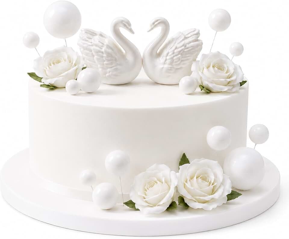 18 Pcs Swan Cake Topper Wedding Set