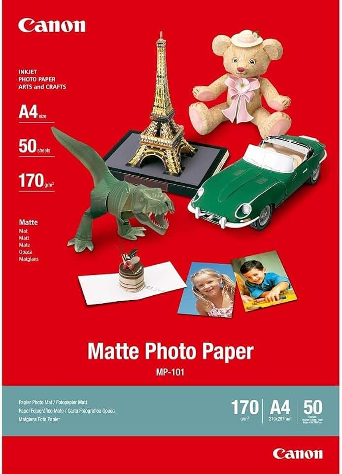 Canon Fotopapier MP-101 matt weiß - (DIN A4 50 Blatt) für Tintenstrahldrucker - PIXMA Drucker (170 g/qm), 242ZF37
