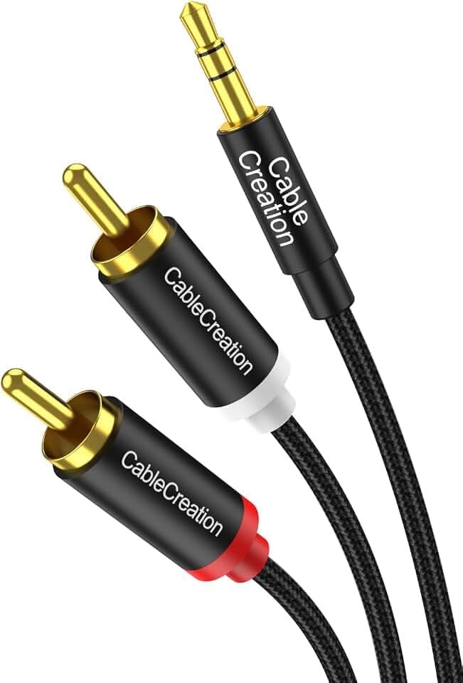 CableCreation RCA to 3.5mm Cable 6.6FT, 3.5mm to 2RCA Stereo Y Splitter