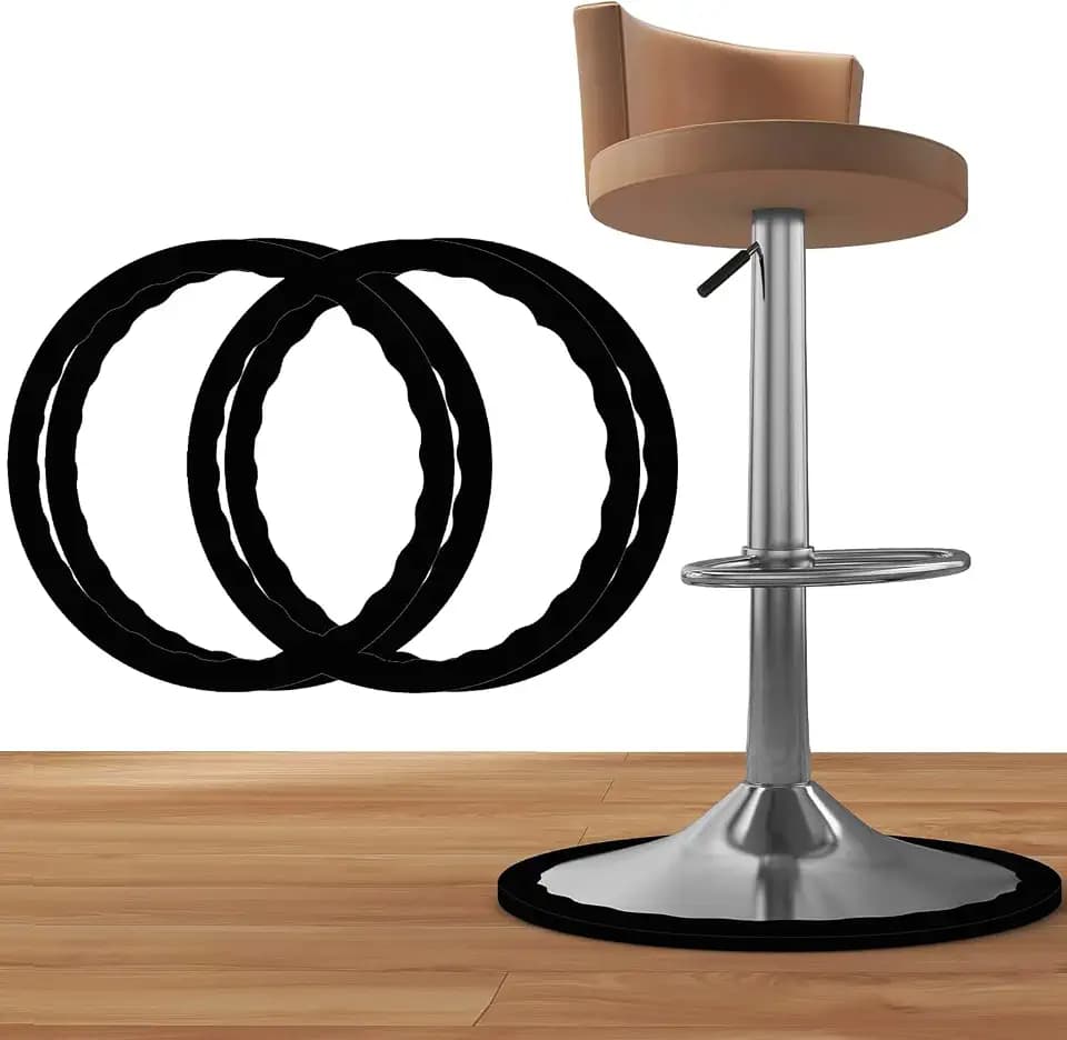 Round Base Bar Stool Leg Floor Protector 4 Pack, Black, Fits 14.5" to 16.5"