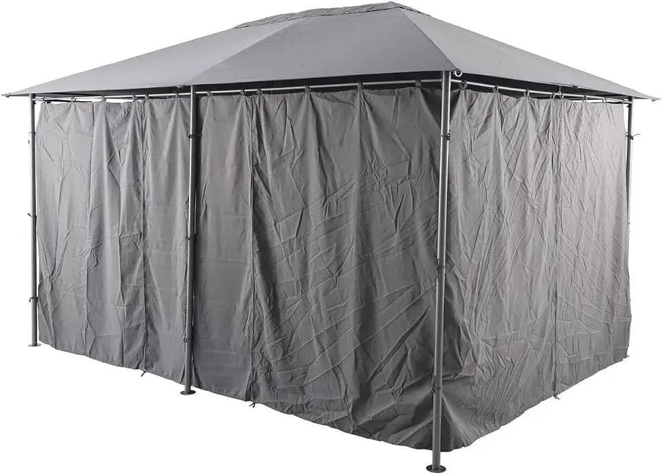 Hespéride - Vorhänge für gartenlaube Santorini und thira Schiefer 4x3m aus Polyester