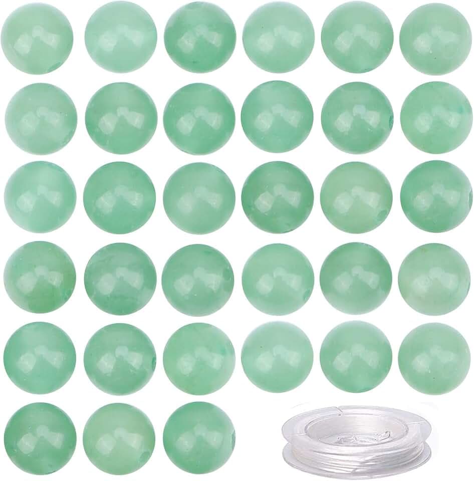 100Pcs Natural Crystal Beads Stone Gemstone Round Loose Energy Healing Beads with Free Crystal Stretch Cord for Jewelry Making (Green Aventurine, 8MM)