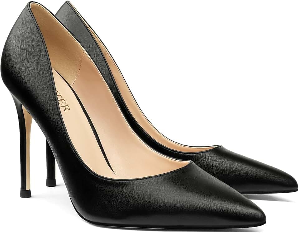 COLETER Women's 4 Inch Pumps Pointed Toe Dress Shoes Slip On Stiletto Pumps