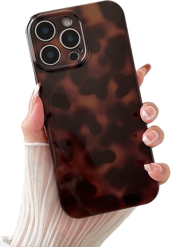 Huahuacase Compatible with for iPhone 14 Pro Case, Tortoise Shell Chic Amber Brown Print Leopard, Classic Soft TPU Protective Shockproof Case for iPhone 14 Pro 6.1 ''Color2