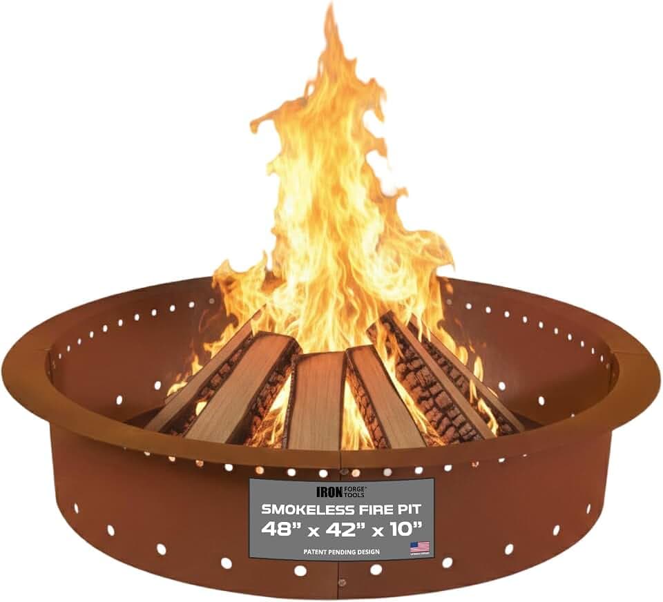 Iron Forge Tools Smokeless Outdoor Fire Pit Ring Insert 48 Inch Round