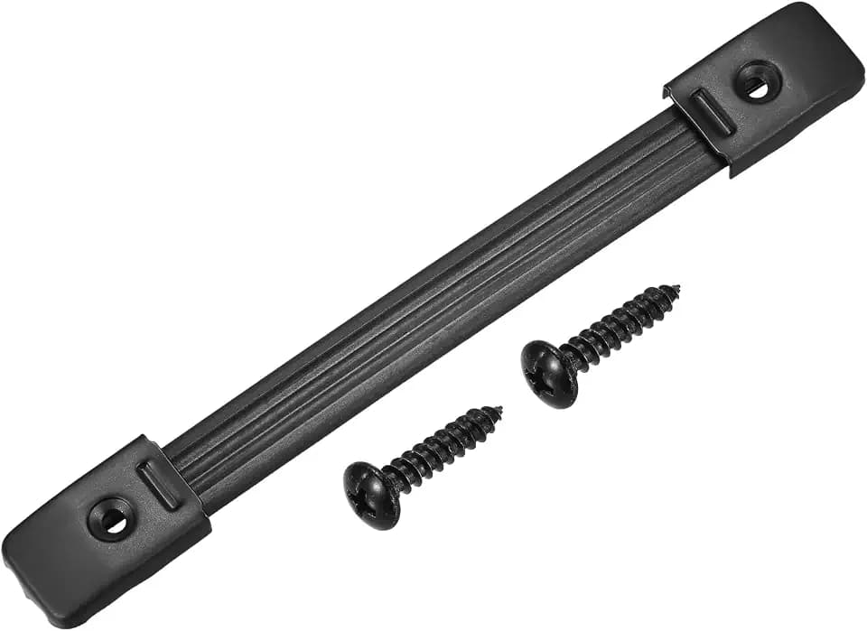 uxcell Speaker Handle Pull Cabinet Grasp Strap Style Spring Steel Insert Handle with Metal End Caps Buckle with Screw Black 1 Pcs