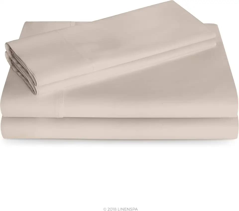 Linenspa Bettwäsche-Set aus Baumwollmischgewebe, Fadenzahl 600, extraweich, für Queen-Size-Betten, Sandfarben, 55% Baumwolle, 45% Polyester, Sand