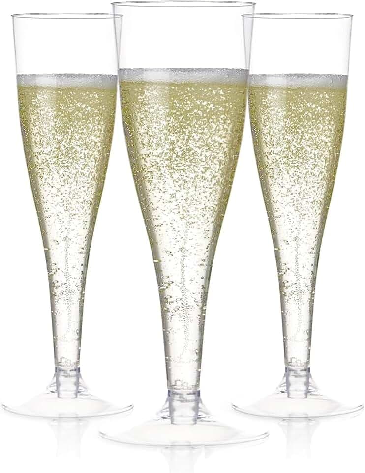 Prestee Disposable Champagne Flutes, 4.5 oz Plastic Champagne Glasses