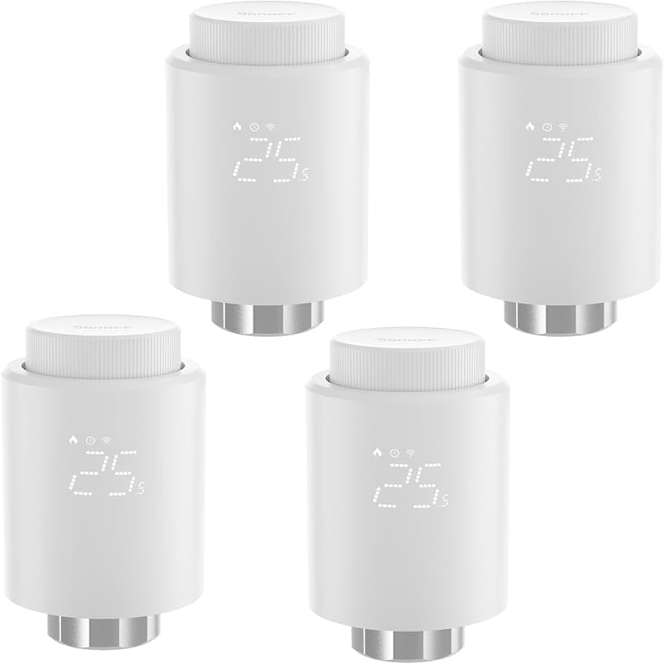 SONOFF TRVZB Zigbee Smartes Heizungsthermostat,4 Stück Smarte Heizkörperthermostat, Energiesparen, Zeitplan, Smart Thermostat, kompatibel mit Alexa/Google Home/Home Assistant, Benötigt Zigbee 3.0 Hub