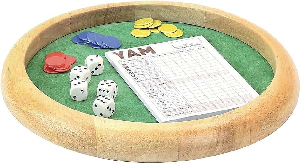 Jeujura Holz Yam-421: Holzbahn mit 5 Würfeln, 21 Chips und 1 Block von Yam-L'Spielbaum, Gesellschaftsspiel, Mindestalter: 3 Jahre, 66470