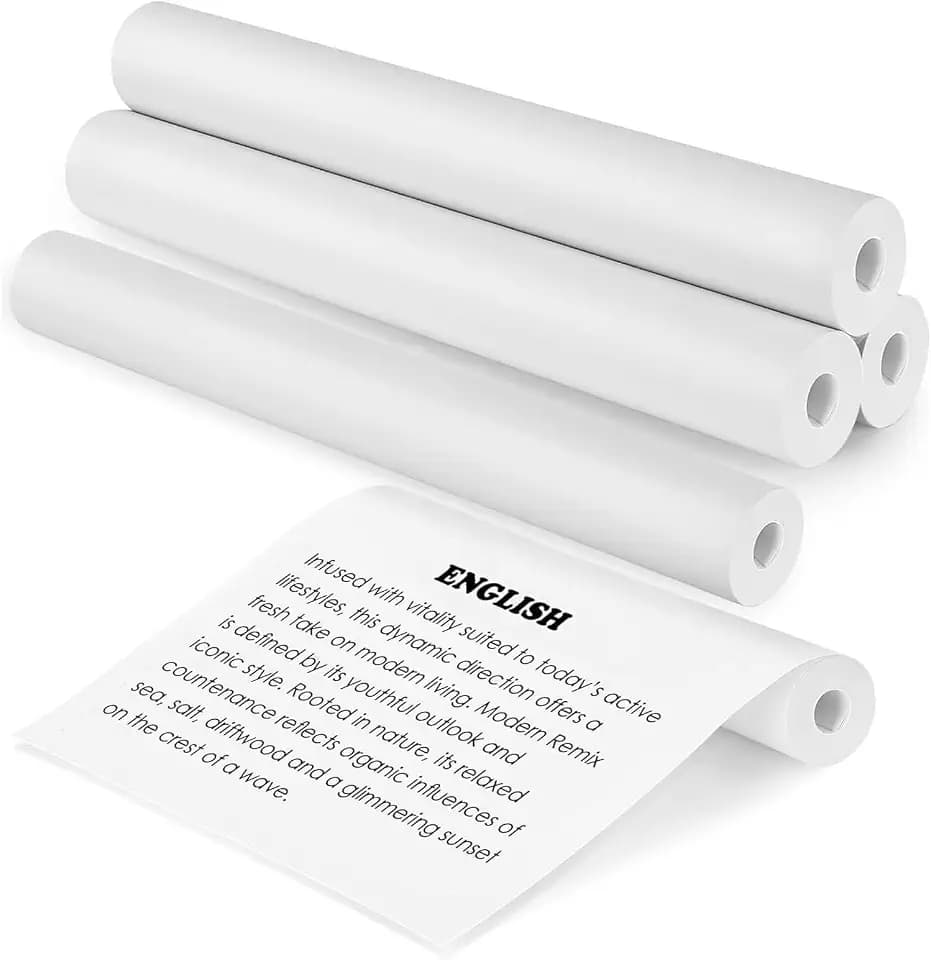 5 Rollen Thermopapier A4 für tragbaren Drucker, Thermopapier A4, Papier für Thermodrucker, schnell trocknend, Design ohne Stiche, für den Druck von Dokumenten, Quittungen und Fotos 210 x 25 mm