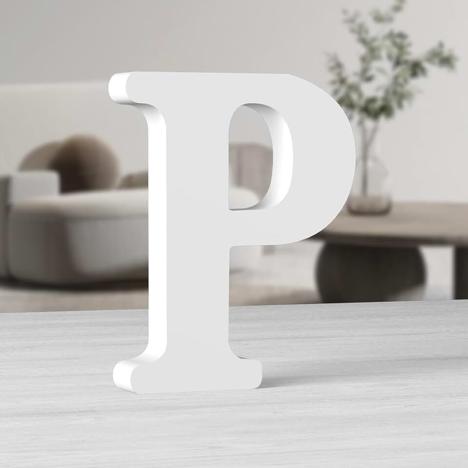 Holzbuchstaben in Weiß, 25,4 cm (10 Zoll), unlackiert, für Wanddekoration, stehende Buchstaben, dekorativ, große Buchstaben für Wanddekoration für Partyprojekte zu Hause (P)