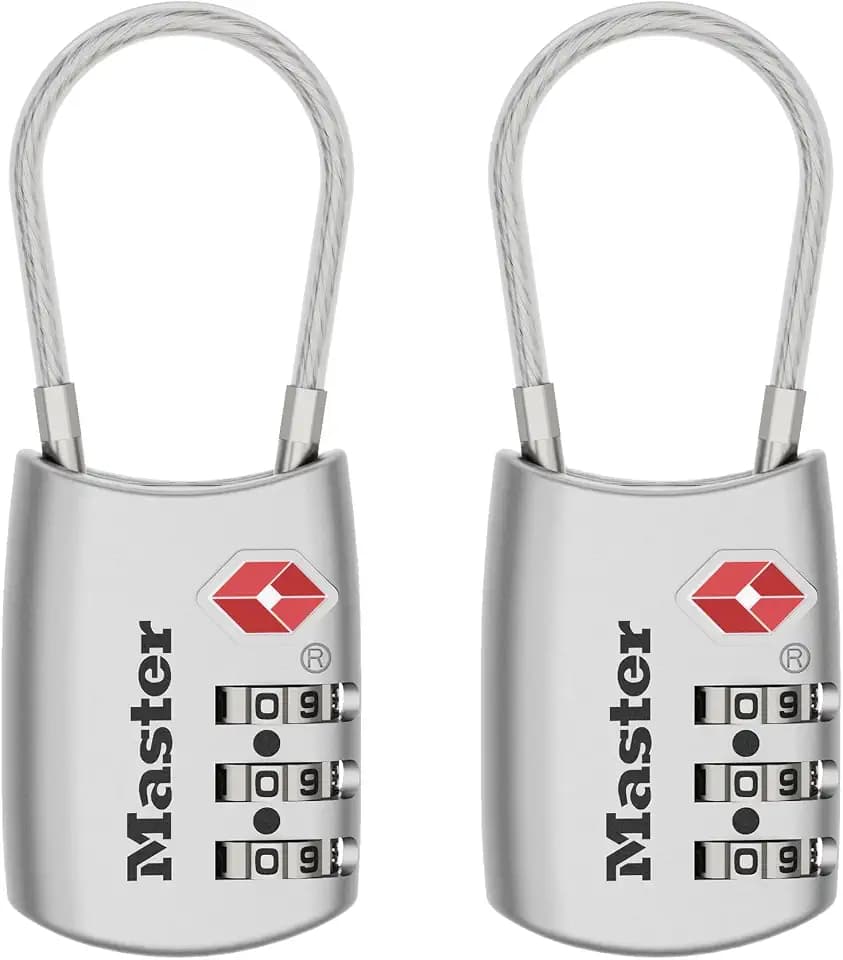 Master Lock TSA Approved Combination Luggage Lock, 2-Pack, 4688SLVEC2