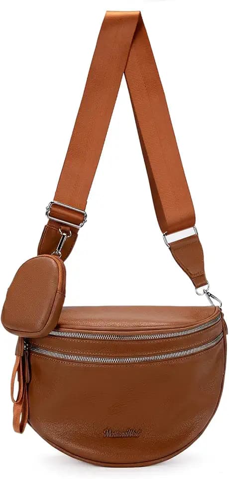 Montana West Crossbody Bum Bag for Women, Soft PU Leather Double Zip Purse
