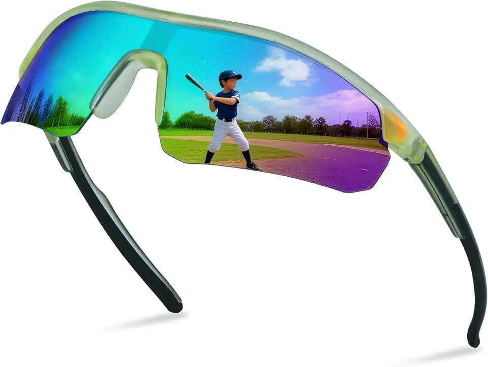 Kinder Sportbrille Polarisierte - 5-13 Jahre Fahrradbrille mit UV400 Schutz TR90 Flexiblem Rahmen für Jungen und Mädchen