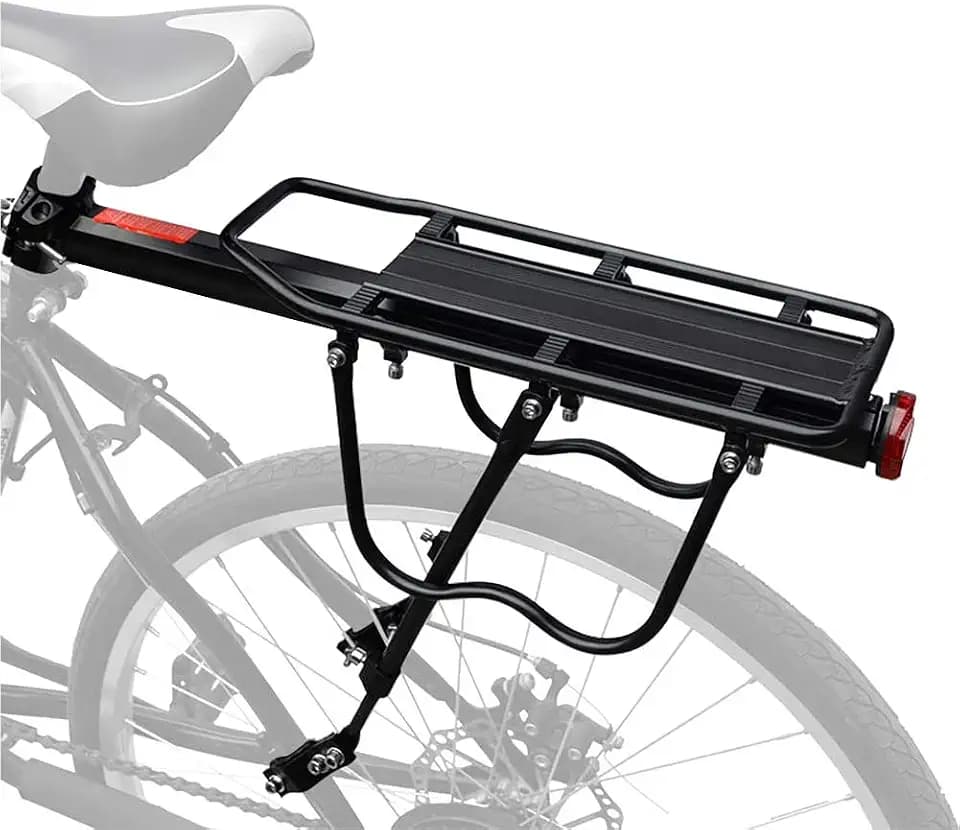 Fahrradgepäckträger aus Aluminiumlegierung, Mountainbike Rücksitzträger, Schwarz, 25kg Tragkraft, für Rennrad und Fahrräder