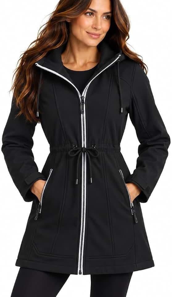 Reebok Womens Softshell Jacket - Polar Fleece Lined Full-Zip Hooded Coat
