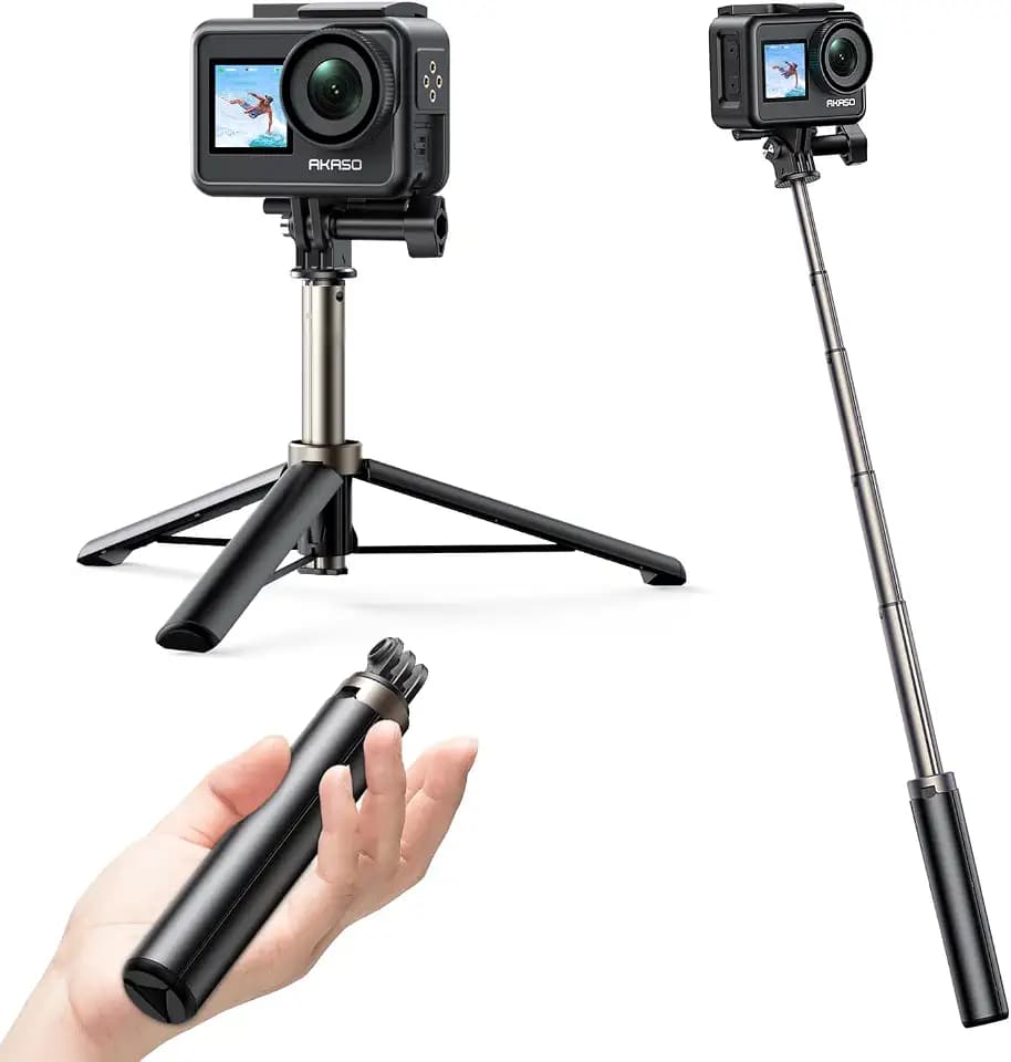AKASO Stativ Selfie Stick 60cm mit Teleskop Pole für Action Cam,Stativ Halterung für Action Kamera, Kompatibel mit AKASO,Go Pro 12 11 10 9 8