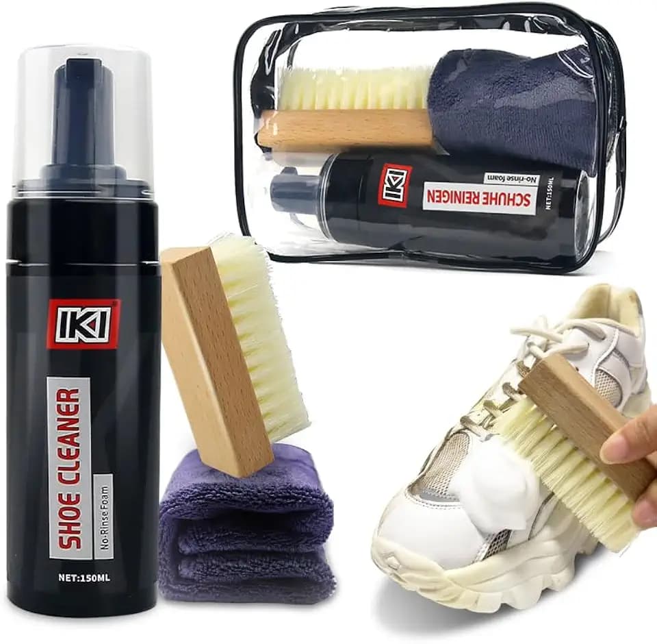 IKI Sneaker Reiniger Set – Schuhputzsets mit Sneaker Cleaner Bürste und Handtuch – Foam Schuhreiniger für Weiße Schuhe