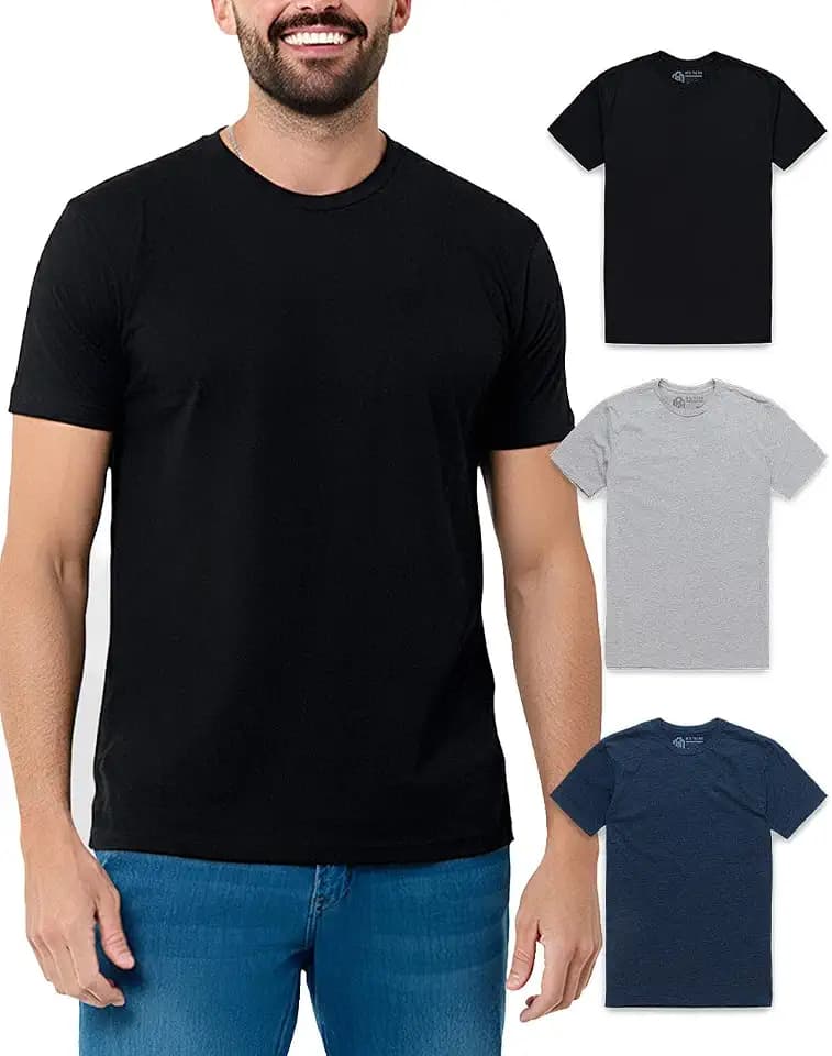 Mens T Shirts Soft Cotton Crew Neck Athletic Fit Casual Tees S-4XL