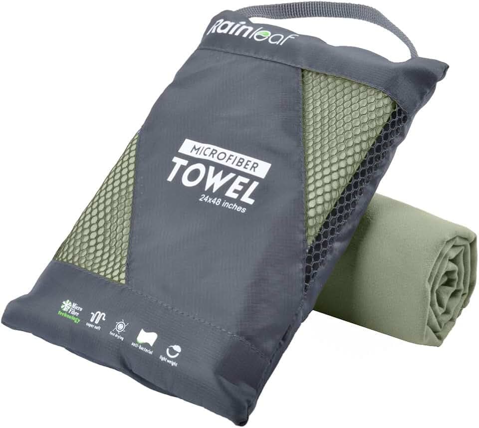 Rainleaf Microfiber Towel Quick Dry Camping & Travel & Gym Towel. Compact