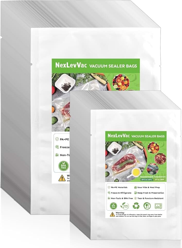 Chamber Vacuum Sealer Bags 200PCS 6"X8"&8"X12",Heavy Duty Pre-Cut Vacuum Chamber Pouches for Food Storage,Sous Vide or Meal Prep,BPA-Free Thick Seal a meal bag for Commercial Sealer Machine