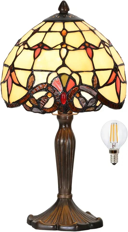 TL0007 Tiffany Lamp Beige Baroque Stained Glass Table Lamp