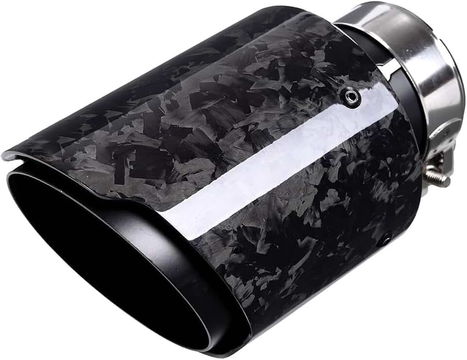 Car Forged Carbon Fiber Exhaust Pipe Muffler Tips with Black 304 Stainless Steel Tailpipe (inlet ID 2.5in, outlet OD 4.5in)