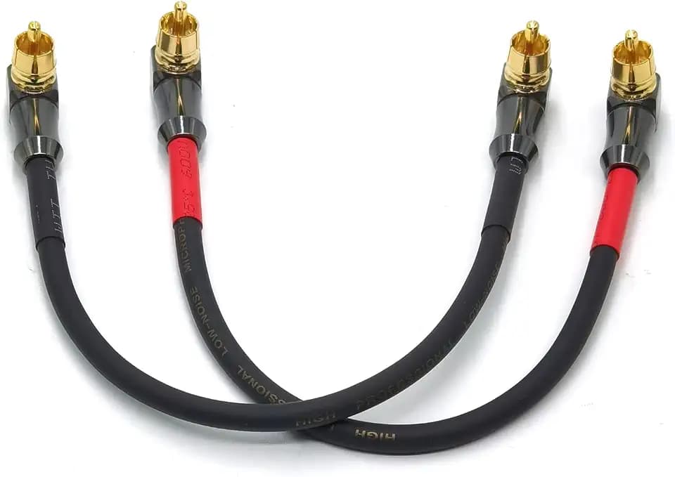 WJSTN-061 90 Degree Right Angle RCA Cable Subwoofer Cable Male-to-Male RCA Audio Cable 2Pack (8in)