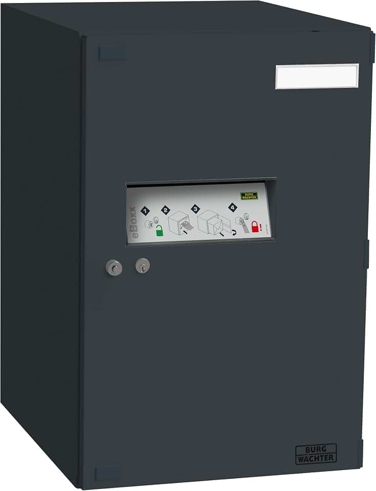 Burg-Wächter Paketbox eBoxx für draußen, für alle gängigen Paketdienste, Witterungsbeständig, verzinkter Stahl, 98 l Volumen, E 634 S ANT, Anthrazit (ähnlich RAL 7016)