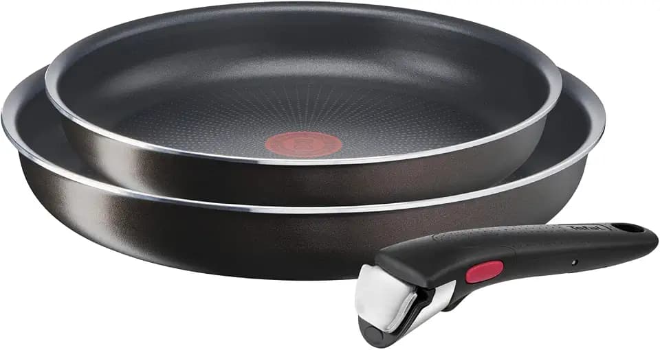 Tefal Ingenio Easy Plus Pfannen-Set, 24/28 cm, abnehmbarer Griff, stapelbar, Antihaftbeschichtung, für alle Herdarten außer Induktion, L1509202