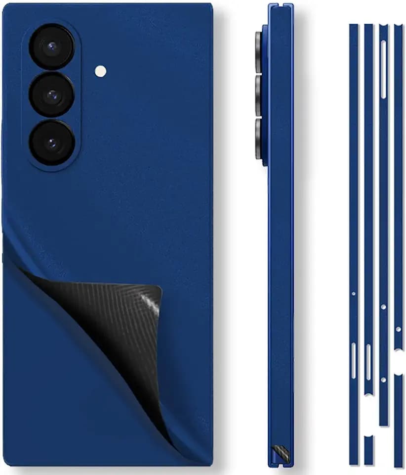 for Samsung Galaxy Z Fold 7 Skin Wrap Using 3M Material Metallic Finish Precision Color-Matching Phone Sticker Film Vinyl Decal Glass Protector for Back Side (Blue Shadow)